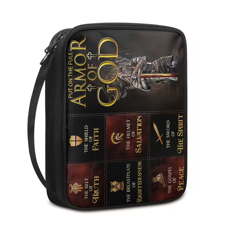 Armor of God Christian Bible Bag – Durable Polyester Cover with Sword & Cross Design, Zipper & Handle