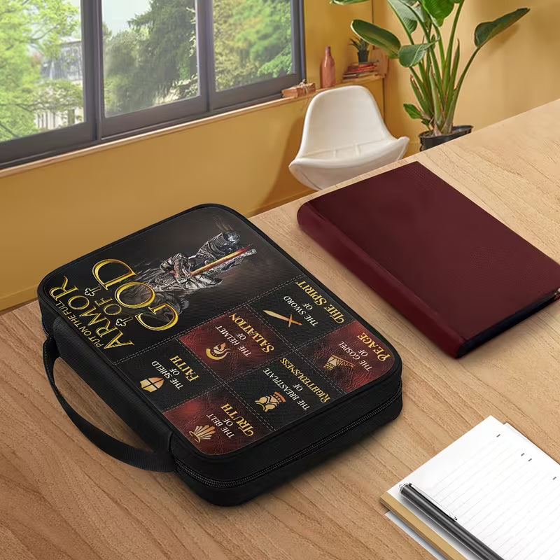 Armor of God Christian Bible Bag – Durable Polyester Cover with Sword & Cross Design, Zipper & Handle