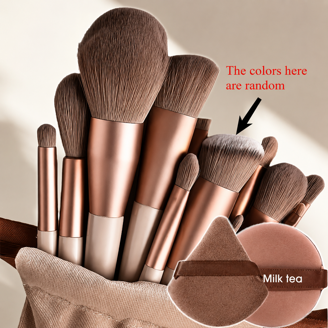 ✨ 15Pcs Luxury Makeup Brush Set + 2 Sponges | Professional Travel Kit