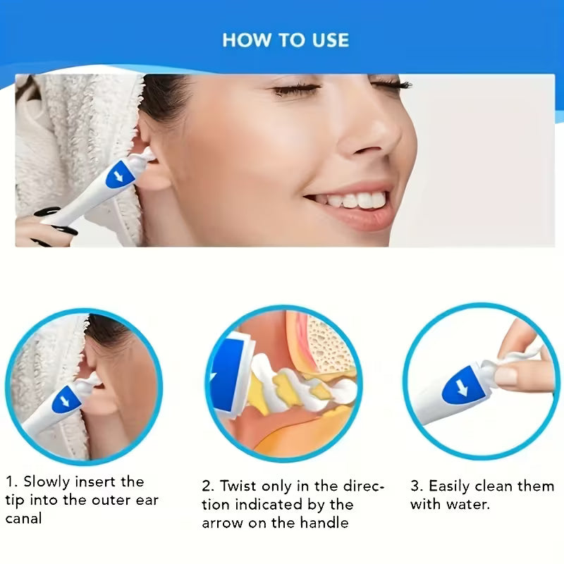 Rotating Spiral Ear Cleaner Set – 16 Reusable Spiral Tips + Handle | Ear Pick, Ear Scoop & Ear Plug Kit