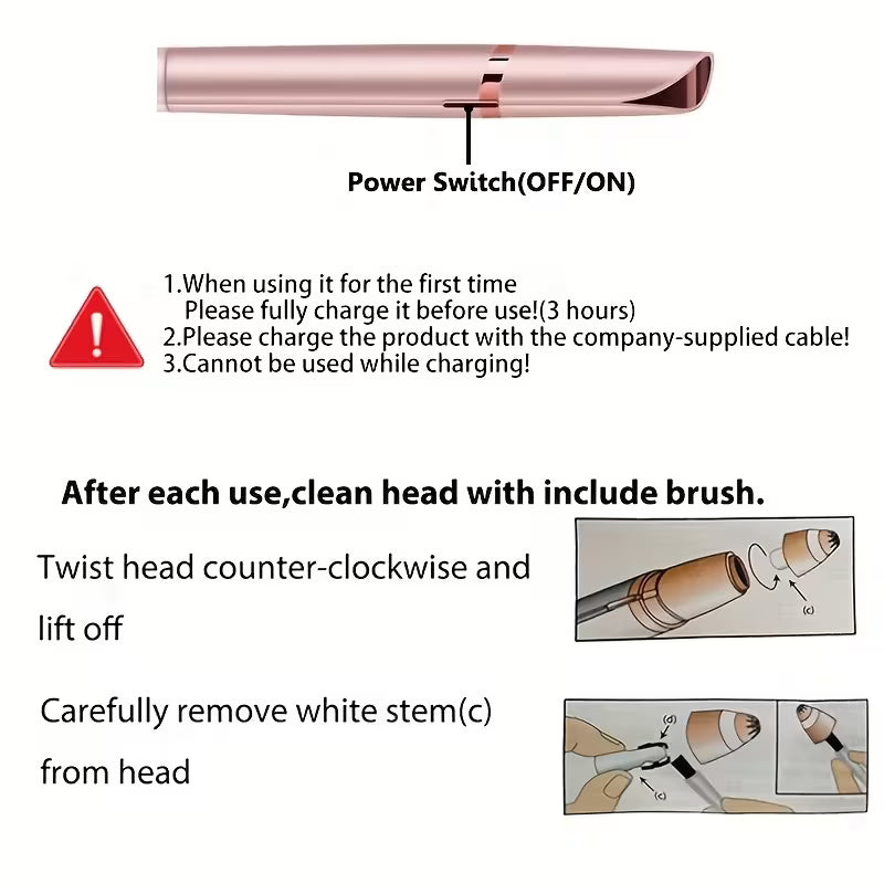 Portable Rechargeable Electric Eyebrow & Bikini Trimmer | 4 Stainless Steel Blades, USB Charging