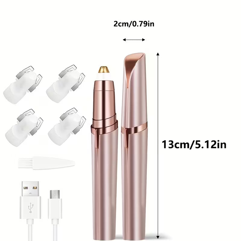 Portable Rechargeable Electric Eyebrow & Bikini Trimmer | 4 Stainless Steel Blades, USB Charging