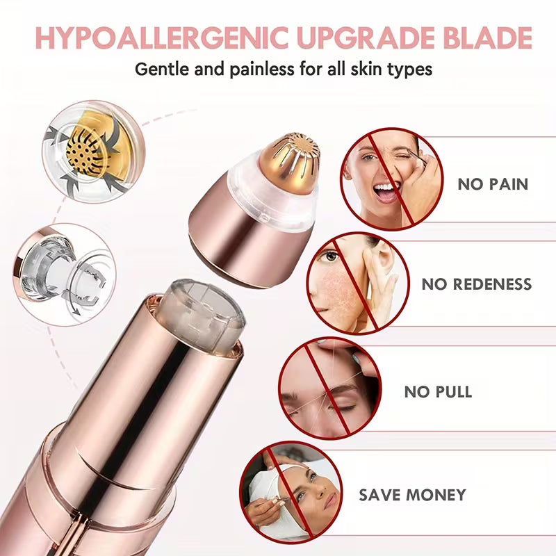 Portable Rechargeable Electric Eyebrow & Bikini Trimmer | 4 Stainless Steel Blades, USB Charging