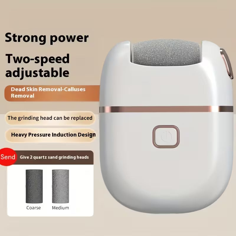 Rechargeable Electric Foot File with 3 Interchangeable Heads – USB Portable Callus Remover for Dry & Cracked Feet