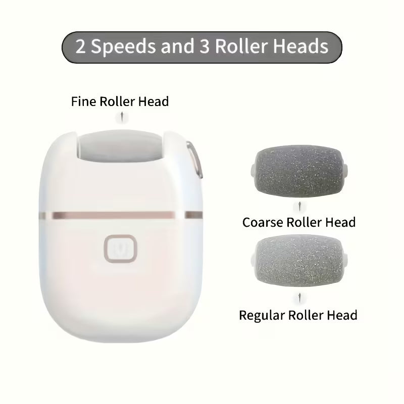 Rechargeable Electric Foot File with 3 Interchangeable Heads – USB Portable Callus Remover for Dry & Cracked Feet