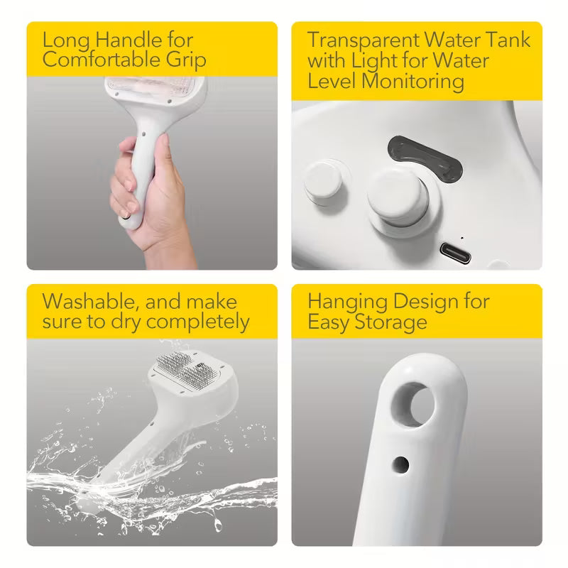 3-in-1 Automatic Cat & Dog Hair Remover Brush with Spray – USB Rechargeable | Gentle Grooming for Cats, Dogs & Rabbits