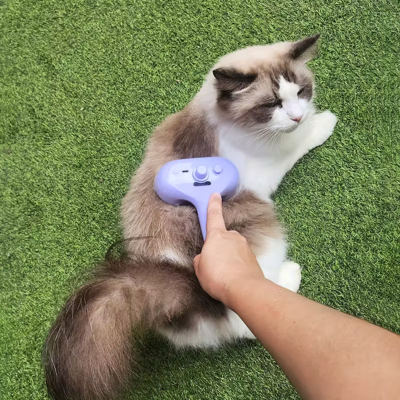 3-in-1 Automatic Cat & Dog Hair Remover Brush with Spray – USB Rechargeable | Gentle Grooming for Cats, Dogs & Rabbits