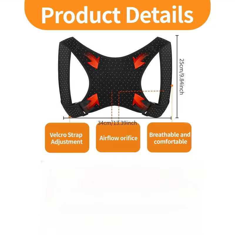 Unisex Adjustable Posture Corrector Back Support Belt – Breathable, Non-Slip & Ergonomic for Sitting, Standing & Travel