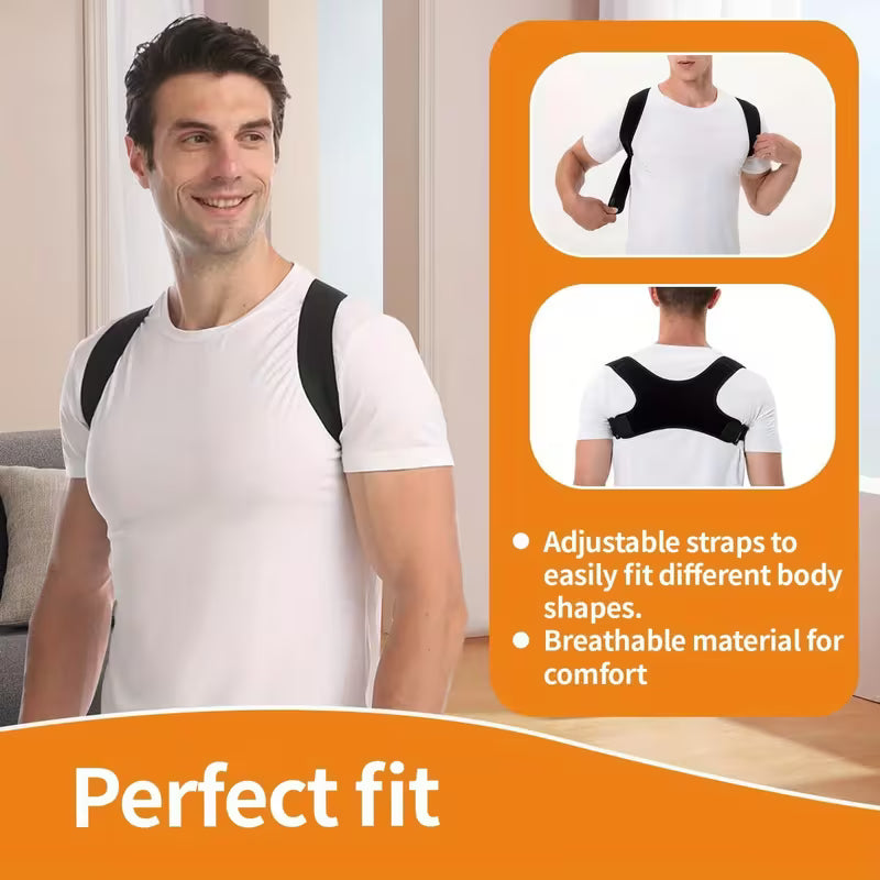 Unisex Adjustable Posture Corrector Back Support Belt – Breathable, Non-Slip & Ergonomic for Sitting, Standing & Travel
