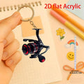 [2D FLAT] Creative Acrylic Fishing Keychain with Iridescent End – Car Mirror, Backpack & Key Accessory