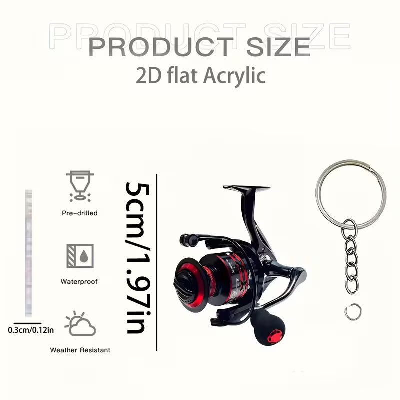 [2D FLAT] Creative Acrylic Fishing Keychain with Iridescent End – Car Mirror, Backpack & Key Accessory