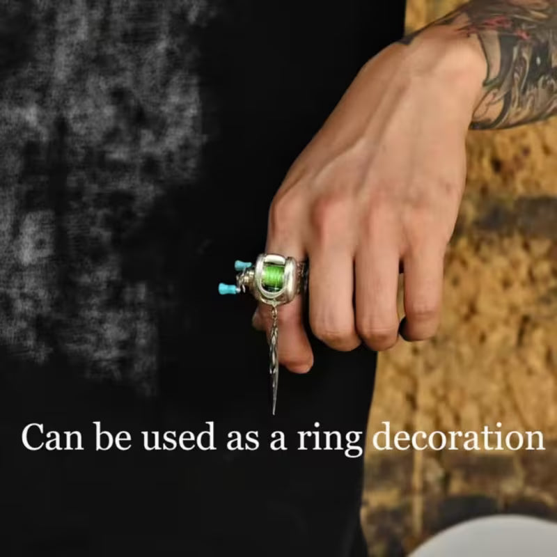 Mini Fishing Reel Necklace with Rotating Handle & Moving Line Guide