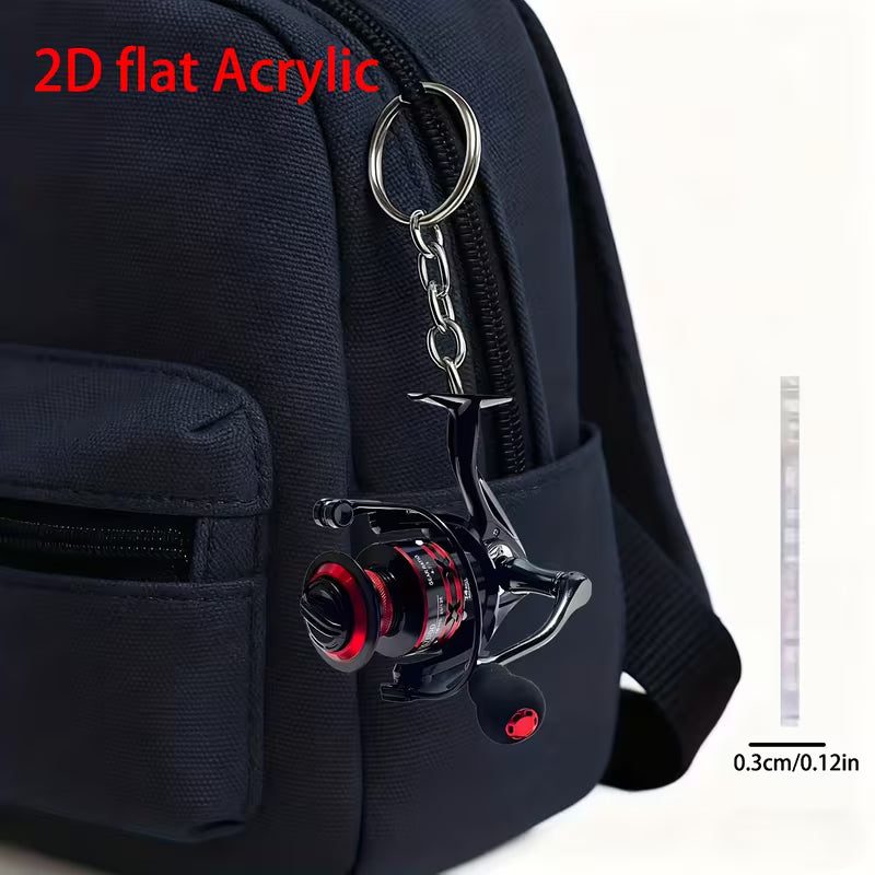 [2D FLAT] Creative Acrylic Fishing Keychain with Iridescent End – Car Mirror, Backpack & Key Accessory