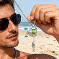 Mini Fishing Reel Necklace with Rotating Handle & Moving Line Guide