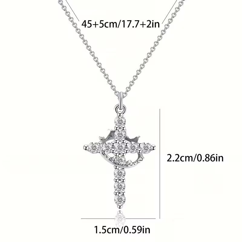 2pc Couple & BFF Rotatable Cross Crown Necklace Set – Stainless Steel Light Luxury Stress Relief Gift for Her & Teens