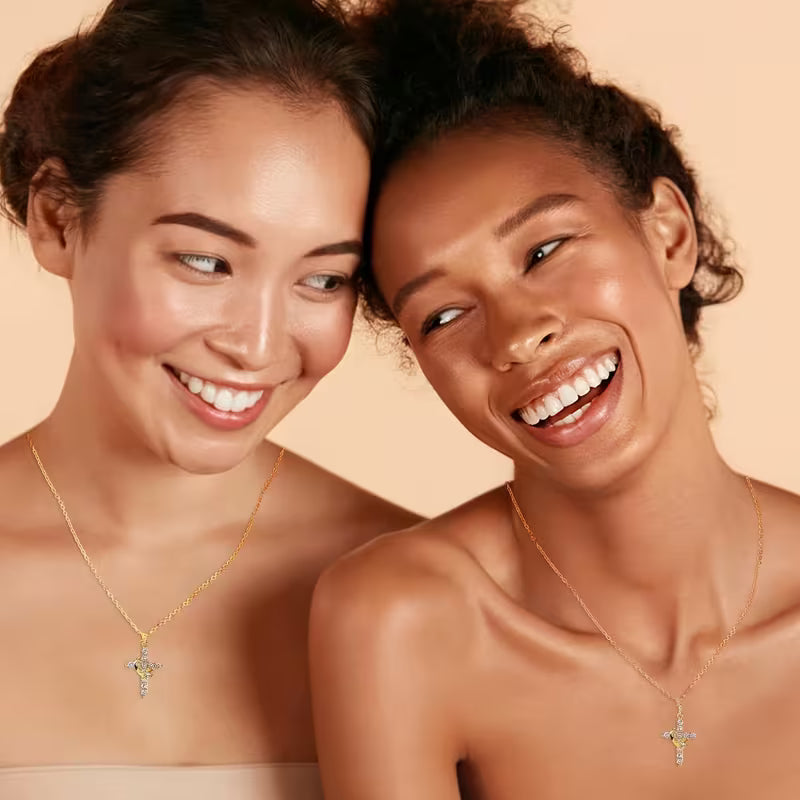 2pc Couple & BFF Rotatable Cross Crown Necklace Set – Stainless Steel Light Luxury Stress Relief Gift for Her & Teens