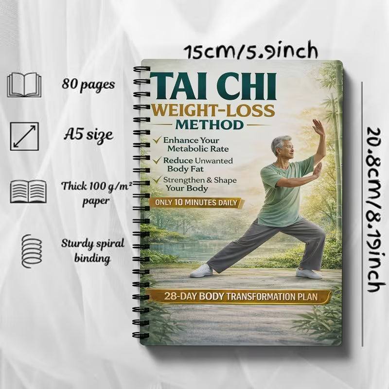 Tai Chi Weight Loss & Body Shaping – 28-Day Plan | 10-Min Daily Home Practice | Spiral Bound