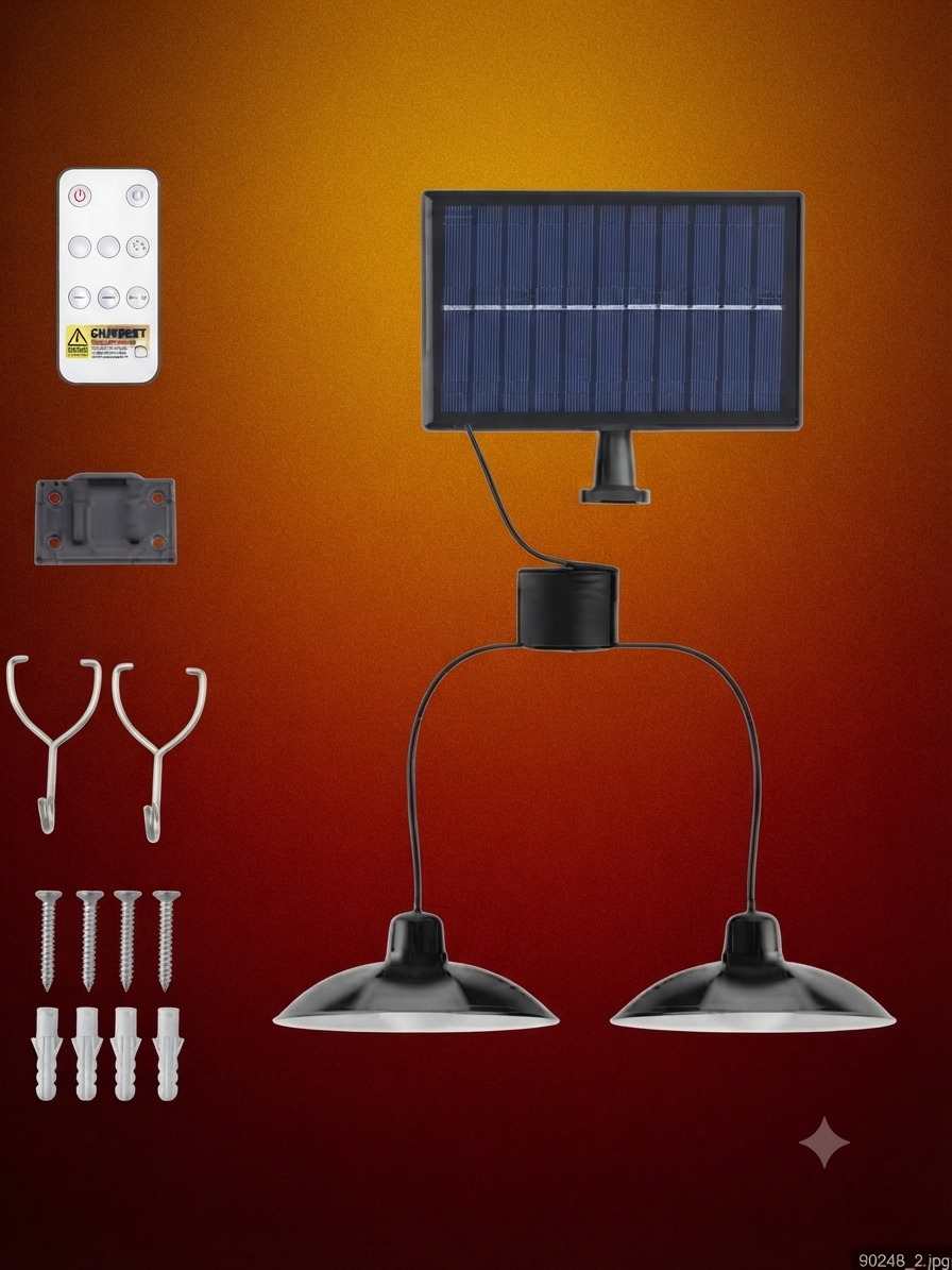 Solar Powered Indoor/Outdoor Wall Light – Wireless Dual Head, Motion Sensor & Waterproof